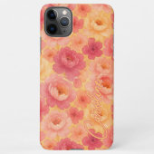 Aangepaste Classy pioenroos bloemen Waterverf Art iPhone Hoesje (Achterkant)