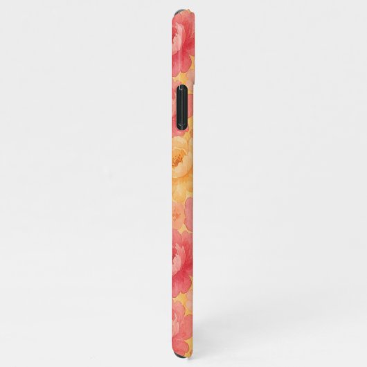 Aangepaste Classy pioenroos bloemen Waterverf Art iPhone Hoesje (Rechterkant)