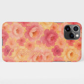 Aangepaste Classy pioenroos bloemen Waterverf Art  iPhone Hoesje (Achterkant horizontaal)