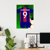 Aangepaste clausule en blauw Football Voetbal Jers Poster (Thuiskantoor)