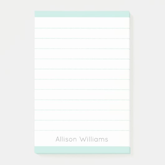 Aangepaste Clean Aqua Blauwe Gelinieerd Post-it® Notes (Voorkant)