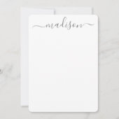 Aangepaste Clean Grey Typografie Naam Script Naam Notitiekaartje (Voorkant)