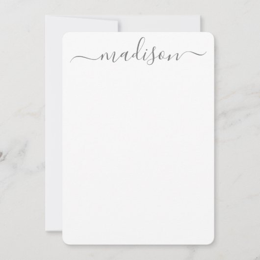 Aangepaste Clean Grey Typografie Naam Script Naam Notitiekaartje (Voorkant)
