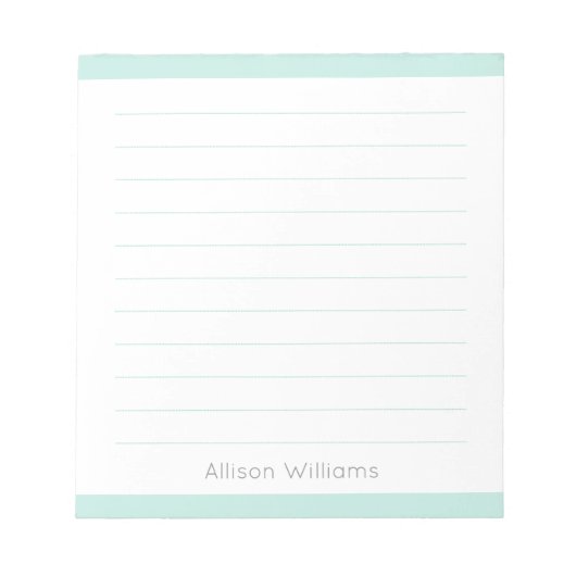 Aangepaste Clean Simple Aqua Blauwe Gelinieerd Notitieblok (Voorkant)