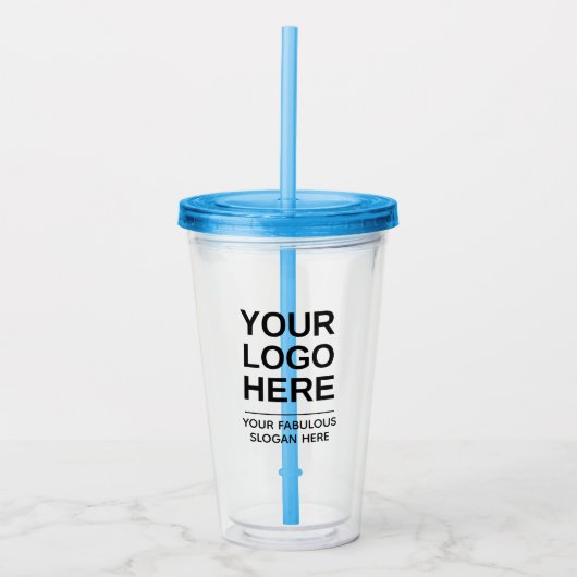 Aangepaste Clear Acryl Tumbler met Straw Logo Drinkbeker (Voorkant)