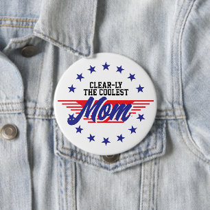 Aangepaste Clear-ly De Coolste Moeder 4 juli sterr Ronde Button 4,0 Cm