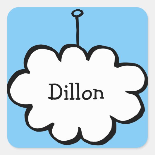 Aangepaste cloud op een string vierkante sticker (Voorkant)