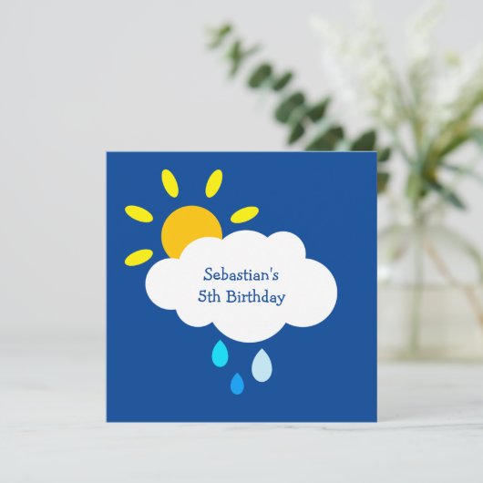 Aangepaste cloud, zon en regendruppels op zaterdag (Staand voorkant)