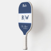 Aangepaste Club Name Monogrammed White Navy Blue P Pickleball Paddle (Links)
