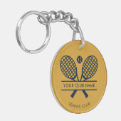 Aangepaste clubnaam Lawn Tennis Racket Pictogramme Sleutelhanger (Voorkant Links)
