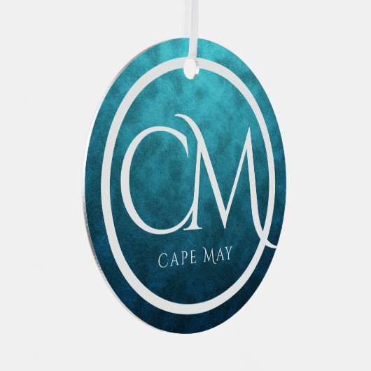 Aangepaste CM Cape May NJ Beach Kerstmis Metalen Ornament (Voorkant Rechts)
