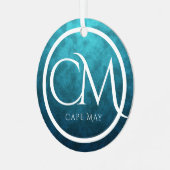 Aangepaste CM Cape May NJ Beach Kerstmis Metalen Ornament (Voorkant links)