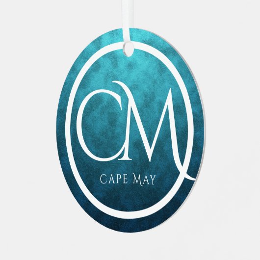 Aangepaste CM Cape May NJ Beach Kerstmis Metalen Ornament (Voorkant links)