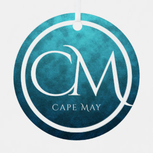 Aangepaste CM Cape May NJ Beach Kerstmis Metalen Ornament