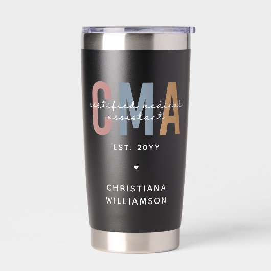 Aangepaste CMA Certified Medical Assistant Geïsoleerde Drinkbeker (Links)