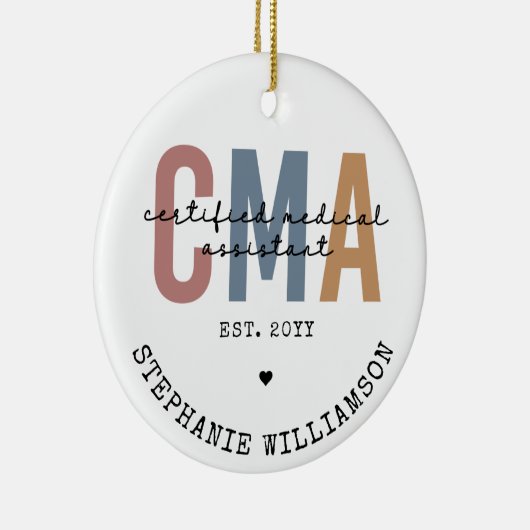Aangepaste CMA Certified Medical Assistant Keramisch Ornament (Rechts)