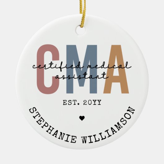 Aangepaste CMA Certified Medical Assistant Keramisch Ornament (Voorkant)