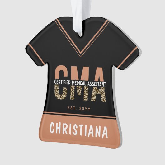Aangepaste CMA Certified Medical Assistant Leopard Ornament (voorkant)