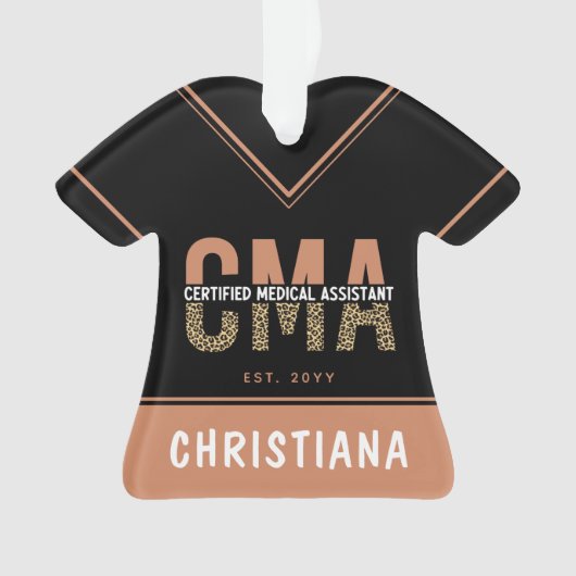 Aangepaste CMA Certified Medical Assistant Leopard Ornament (voorkant)