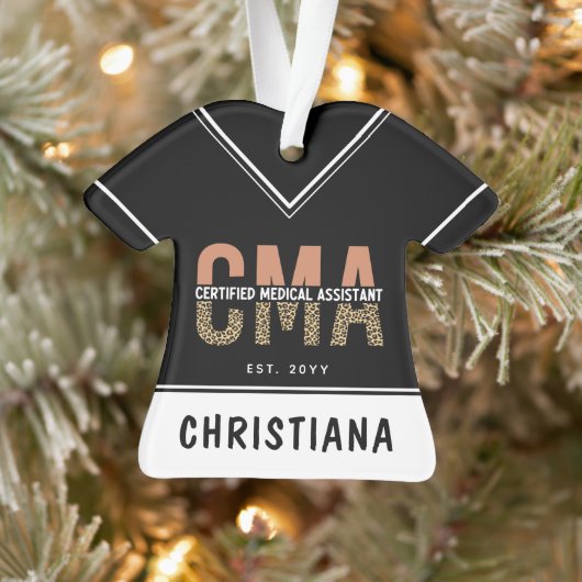 Aangepaste CMA Certified Medical Assistant Leopard Ornament (Boom)
