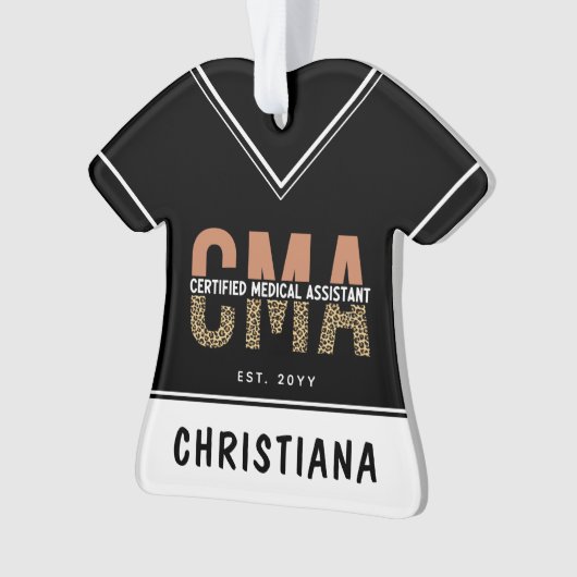 Aangepaste CMA Certified Medical Assistant Leopard Ornament (voorkant)