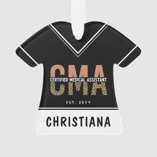 Aangepaste CMA Certified Medical Assistant Leopard Ornament (achterkant)