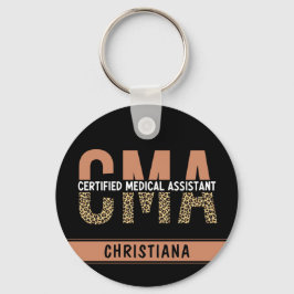 Aangepaste CMA Certified Medical Assistant Leopard Sleutelhanger