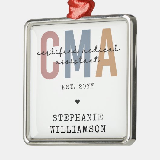 Aangepaste CMA Certified Medical Assistant Metalen Ornament (Links)