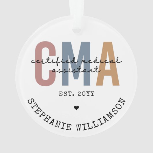 Aangepaste CMA Certified Medical Assistant Ornament (achterkant)