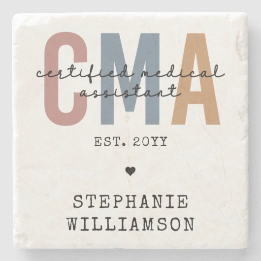 Aangepaste CMA Certified Medical Assistant Stenen Onderzetter (Voorkant)