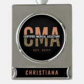 Aangepaste CMA-gecertificeerde medische assistent- Verzilverd Banner Ornament (Voorkant)