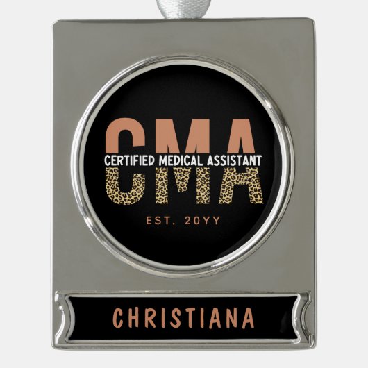 Aangepaste CMA-gecertificeerde medische assistent- Verzilverd Banner Ornament (Voorkant)