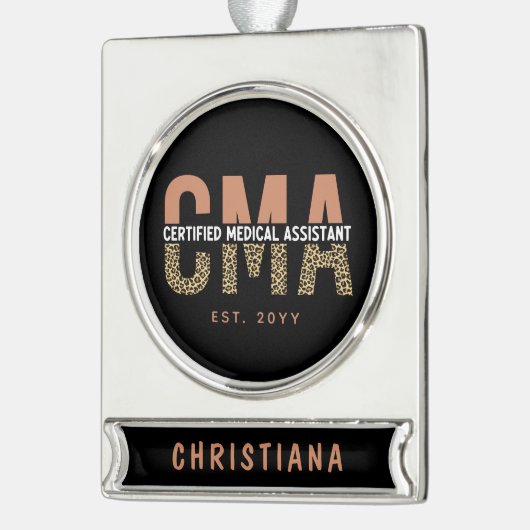 Aangepaste CMA-gecertificeerde medische assistent- Verzilverd Banner Ornament (Links)