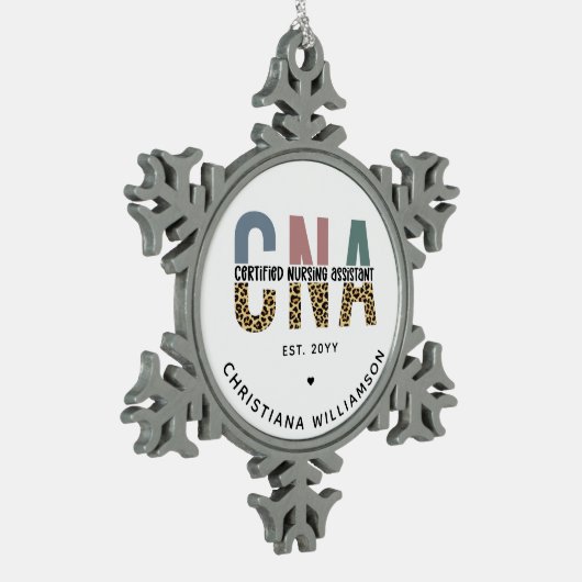 Aangepaste CNA Certified Nursing Assistant-cadeaus Tin Sneeuwvlok Ornament (Links)