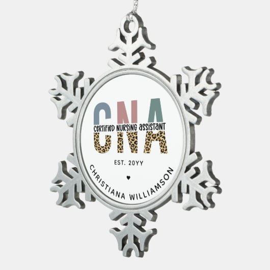 Aangepaste CNA Certified Nursing Assistant-cadeaus Tin Sneeuwvlok Ornament (Rechts)