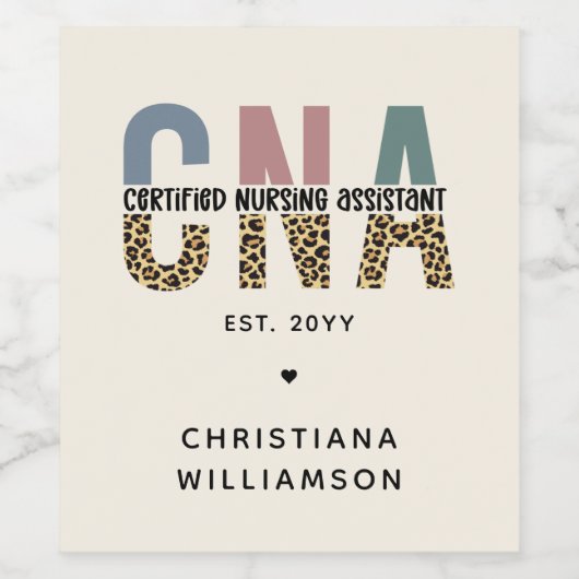Aangepaste CNA Certified Nursing Assistant-cadeaus Wijn Etiket (Enkel label)