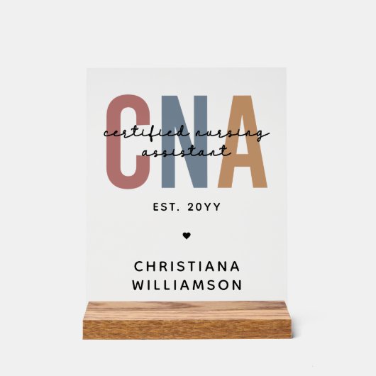 Aangepaste CNA Retro Certified Nursing Assistant-c Acryl Bord (Voorkant)