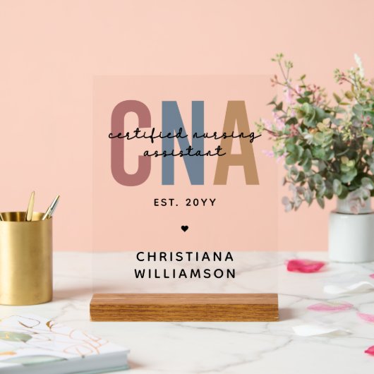 Aangepaste CNA Retro Certified Nursing Assistant-c Acryl Bord (Huwelijk)