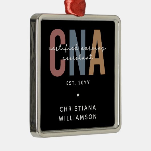 Aangepaste CNA Retro Certified Nursing Assistant-c Metalen Ornament (Rechts)