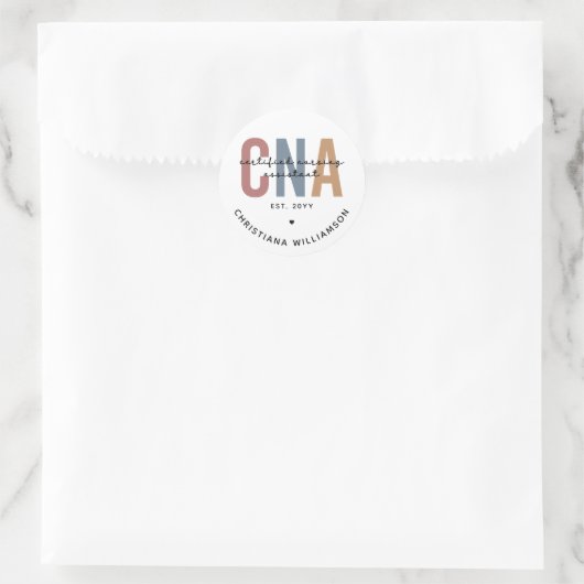 Aangepaste CNA Retro Certified Nursing Assistant-c Ronde Sticker (Tas)
