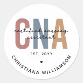 Aangepaste CNA Retro Certified Nursing Assistant-c Ronde Sticker (Voorkant)
