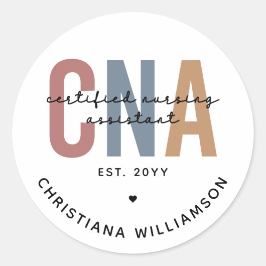 Aangepaste CNA Retro Certified Nursing Assistant-c Ronde Sticker (Voorkant)