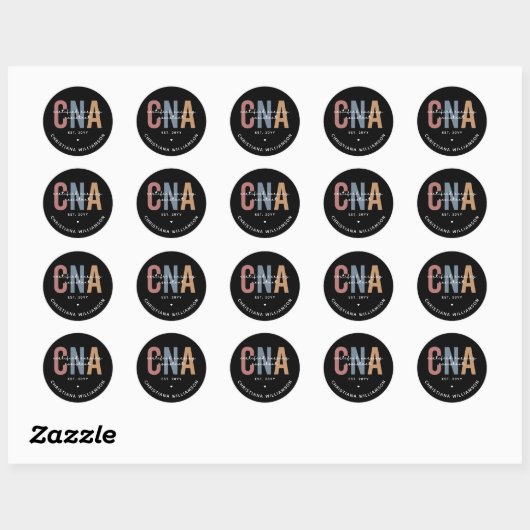 Aangepaste CNA Retro Certified Nursing Assistant-c Ronde Sticker (Vel)