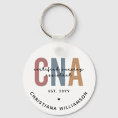 Aangepaste CNA Retro Certified Nursing Assistant-c Sleutelhanger (Voorkant)