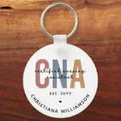 Aangepaste CNA Retro Certified Nursing Assistant-c Sleutelhanger (Achterkant)