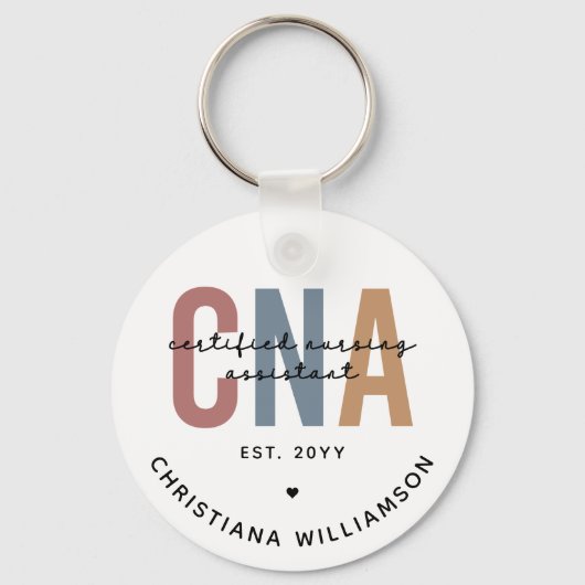 Aangepaste CNA Retro Certified Nursing Assistant-c Sleutelhanger (Achterkant)