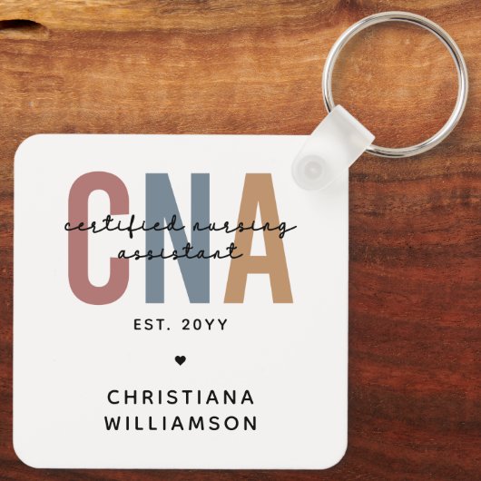 Aangepaste CNA Retro Certified Nursing Assistant-c Sleutelhanger (Achterkant)
