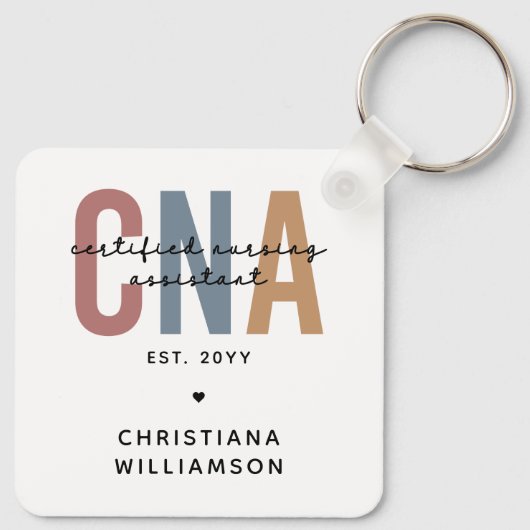 Aangepaste CNA Retro Certified Nursing Assistant-c Sleutelhanger (Achterkant)