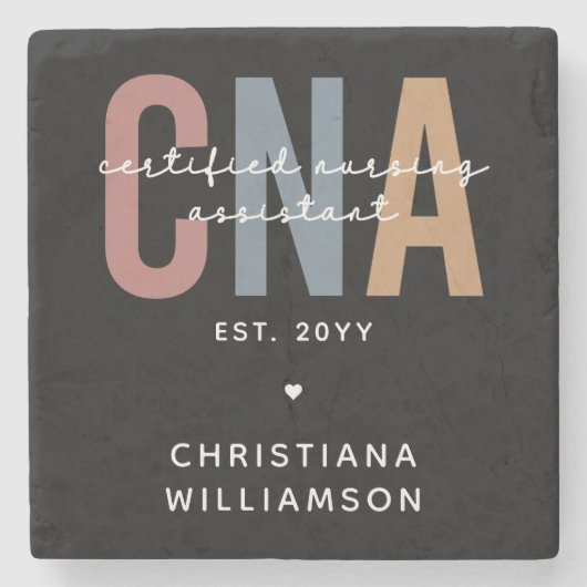 Aangepaste CNA Retro Certified Nursing Assistant-c Stenen Onderzetter (Voorkant)