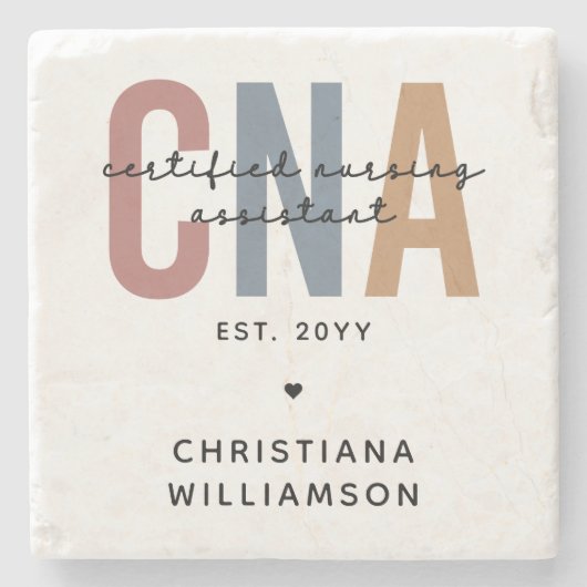Aangepaste CNA Retro Certified Nursing Assistant-c Stenen Onderzetter (Voorkant)